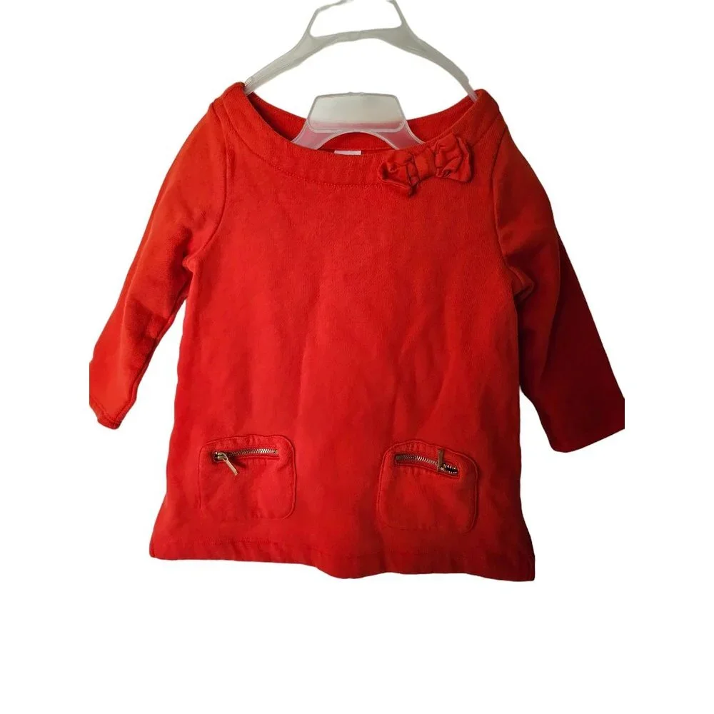 Gymboree Fleece Sweatshirt Tunic‎ Top Orange size 8 Years Pockets